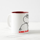 Zoals een baas meme gezicht tweekleurige koffiemok (Voorkant links)