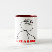 Zoals een baas meme gezicht tweekleurige koffiemok (Center)