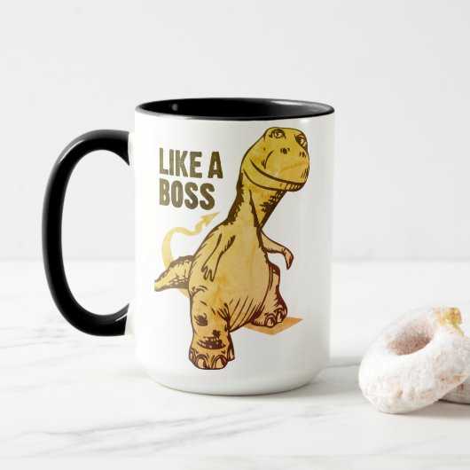 Zoals een Boss Dinosaur Meme | Grunge Mok (Met donut)
