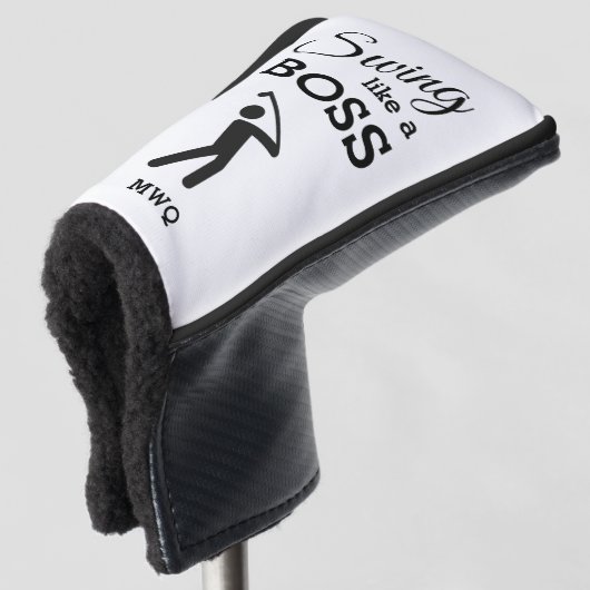 ZOALS EEN BOSS Golfer Monogram PUTTER Golfheadcover (3/4 voorkant)