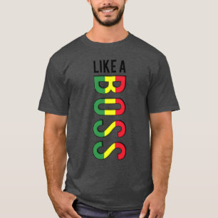ZOALS EEN BOSS-reggagekleurde kleuren T-shirt
