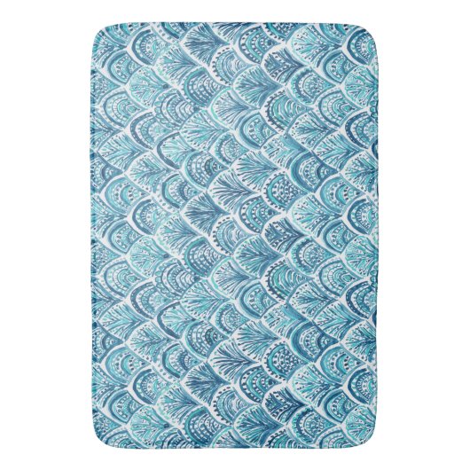 ZOALS EEN MERMAID Nautical Fish Scaling Pattern Badmat (Voorkant Verticaal)