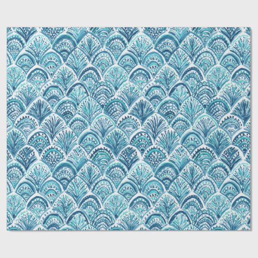 ZOALS EEN MERMAID Nautical Fish Scaling Pattern Cadeaupapier (Vlak)