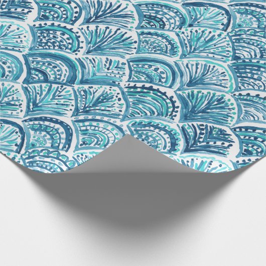 ZOALS EEN MERMAID Nautical Fish Scaling Pattern Cadeaupapier (Hoek)