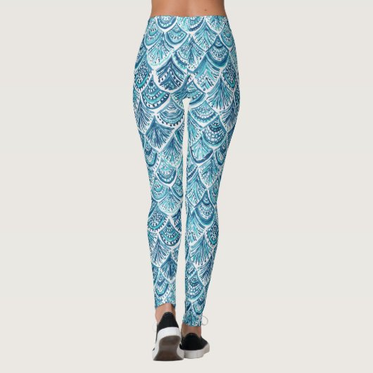 ZOALS EEN MERMAID Nautical Fish Scaling Pattern Leggings (Achterkant)