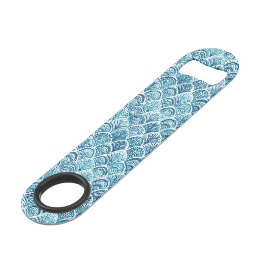 ZOALS EEN MERMAID Nautical Fish Scaling Pattern Speed Flessenopener (Voorkant Gekanteld)