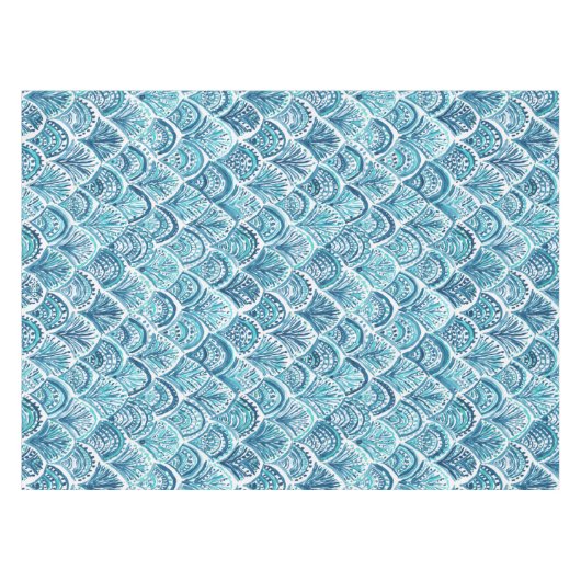 ZOALS EEN MERMAID Nautical Fish Scaling Pattern Tafelkleed (Voorkant (Horizontaal))