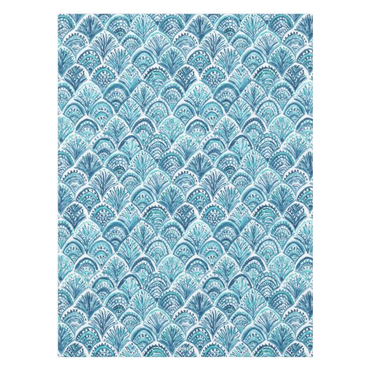 ZOALS EEN MERMAID Nautical Fish Scaling Pattern Tafelkleed (Voorkant)