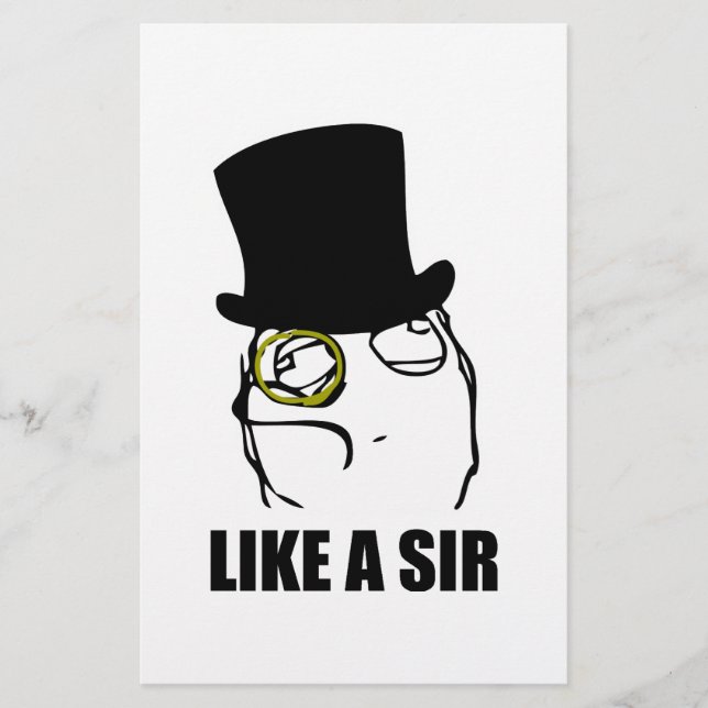 Zoals een Sir Rage Face Monocle Meme (Voorkant)