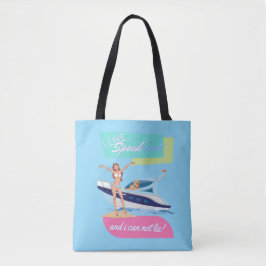 zoals een speedboot tote bag
