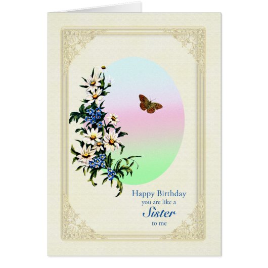 Zoals een zuster Birthday met bloemen (Voorkant)