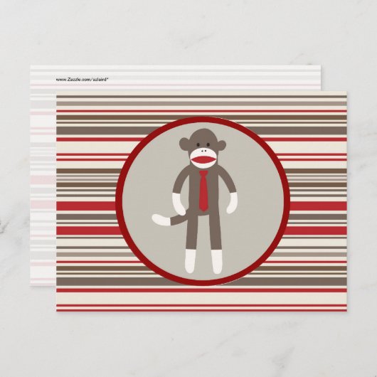 Zoals een zwarte sokaap met Stropdas op rode strep Briefkaart (Voorkant / Achterkant)