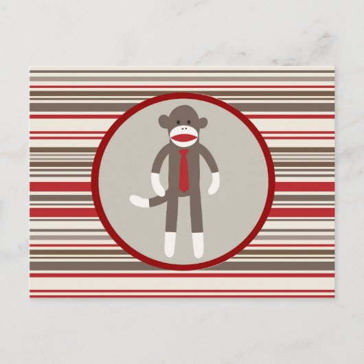 Zoals een zwarte sokaap met Stropdas op rode strep Briefkaart (Voorkant)