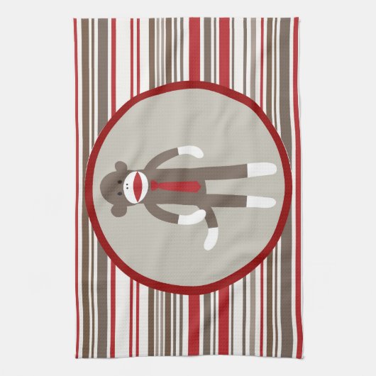 Zoals een zwarte sokaap met Stropdas op rode strep Theedoek (Verticaal)