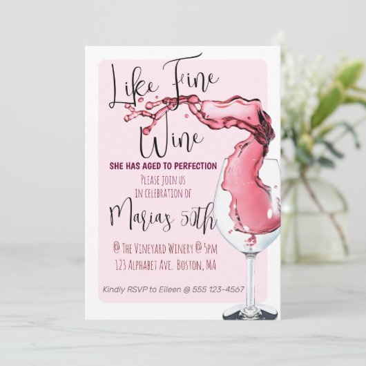 Zoals Fine Wine mijlpaal Verjaardagsfeestuitnodigi Kaart (Staand voorkant)