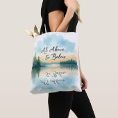Zoals hierboven, hieronder tote bag (Dichtbij)