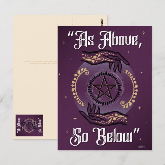 Zoals hierboven vermeld - Paars en goudBriefkaart Briefkaart (Voorkant / Achterkant)