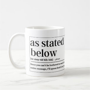 Zoals hieronder vermeld, grappige definitie koffiemok