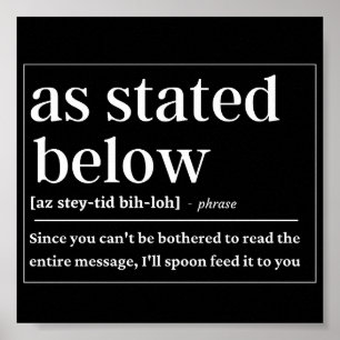 Zoals hieronder vermeld, grappige definitie poster