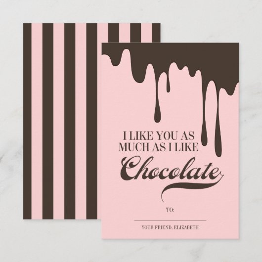 Zoals jij en Chocolate Kinder Classroom Valentijn Kaart (Voorkant / Achterkant)