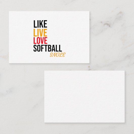 zoals, live, liefdessoftbal, glimlach visitekaartje (Voorkant / Achterkant)
