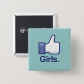 Zoals meisjes vierkante button 5,1 cm (Voorkant /achterkant)