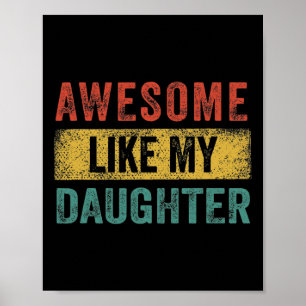 Zoals mijn dochter Retro Mannen Papa Funny Fathers Poster