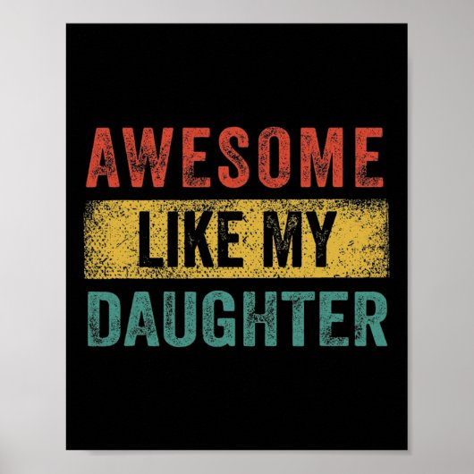 Zoals mijn dochter Retro Mannen Papa Funny Fathers Poster (Voorkant)