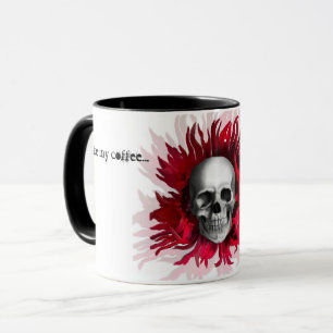 Zoals mijn koffieflorale rode zwarte witte schedel mok