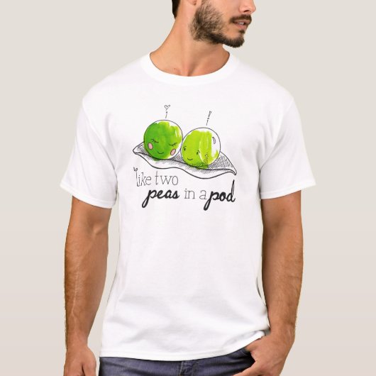Zoals twee erwten in een pod t-shirt (Voorkant)