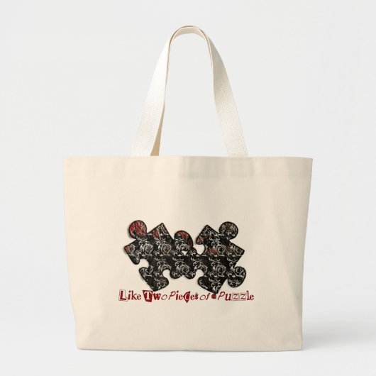 Zoals twee stukken van een puzzel grote tote bag (Voorkant)