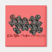 Zoals twee stukken van een puzzel magneet (Voorkant)