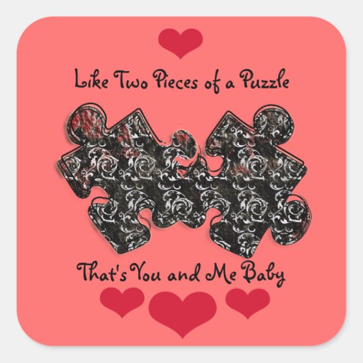Zoals twee stukken van een puzzel vierkante sticker (Voorkant)