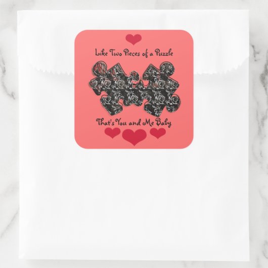 Zoals twee stukken van een puzzel vierkante sticker (Tas)