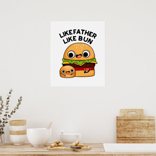 Zoals vader als Bun grappig eten woordspeling Poster (Keuken)
