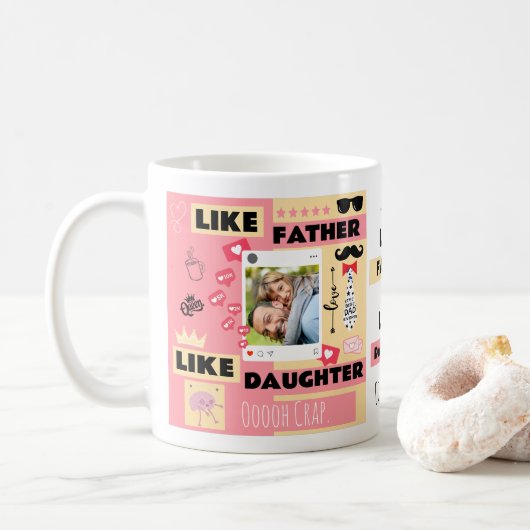 Zoals vader als dochter, oh crap grappige foto koffiemok (Met donut)