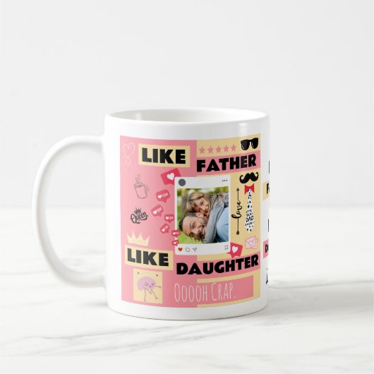 Zoals vader als dochter, oh crap grappige foto koffiemok (Links)