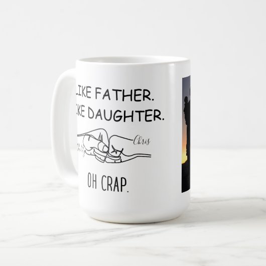 Zoals vader als dochter / zoon vuist bump koffiemok (Voorkant links)