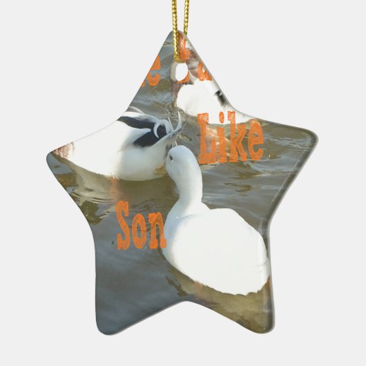 Zoals vader als zoon. keramisch ornament (Links)