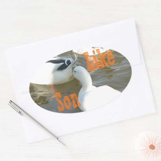 Zoals vader als zoon. ovale sticker (Envelop)
