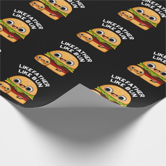 Zoals vader zoals Bun Funny Food Pun Dark BG Cadeaupapier (Hoek)