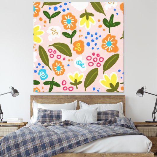 Zoals wilde bloemen canvas afdruk (Insitu (Slaapkamer))