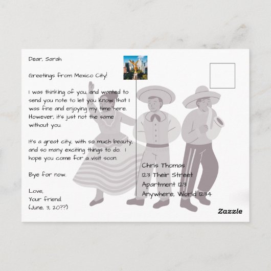 Zocaloplein in Mexico-Stad Briefkaart (Achterkant)