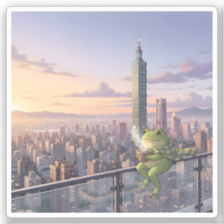 Zochi de Reizende Kikker bij Taipei 101 Theetijd Sticker