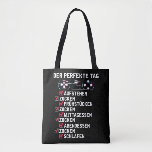 Zocken Perfekte Label Zocker Humor Gamer Spruch Tote Bag (Voorkant)