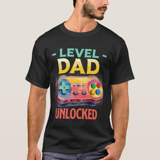 Zocker Papa DAD LEVEL UNLOCKED EST 2026 Soon-to-be T-shirt (Voorkant)