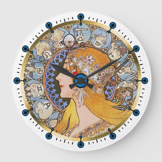 Zodac Art Nouveau Clock by Alphonse Mucha Grote Klok (Voorkant)