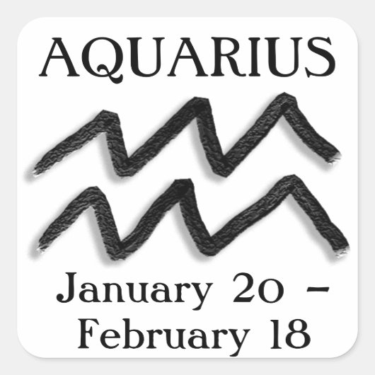Zodiab Sign Aquarius Horoscope Astrologie Vierkante Sticker (Voorkant)