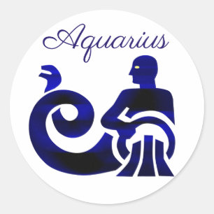 Zodiab Sign Aquarius Paars Horoscope Astrologie Ronde Sticker