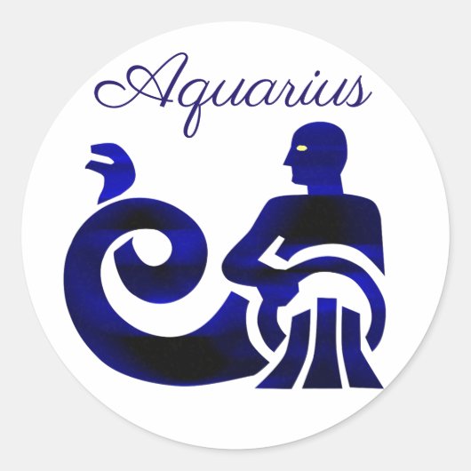 Zodiab Sign Aquarius Paars Horoscope Astrologie Ronde Sticker (Voorkant)